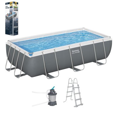 Каркасний басейн Bestway 56442 STEEL PRO MAX 404x201х100 см Сірий BES56442