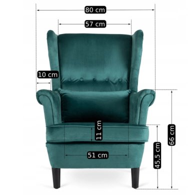 Крісло м'яке Mebel Elit KLARIS 2 Welur Зелений ME.KLARIS2/Z/V/FW фото - 12