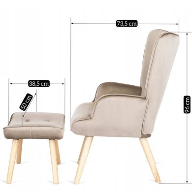 Кресло мягкое с подставкой Mebel Elit LOZANO Welur Бежевый ME.LOZANO/BZ/DK/V/FW фото - 15