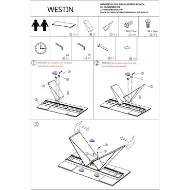 Розкладний обідній стіл Signal WESTIN II Чорний WESTINSZC160 фото - 5
