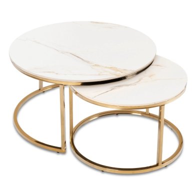 Комплект журнальных столов Mebel Elit MILANO Marmur 2 шт Белый ME.MILANO/BM/ZL/L фото - 2