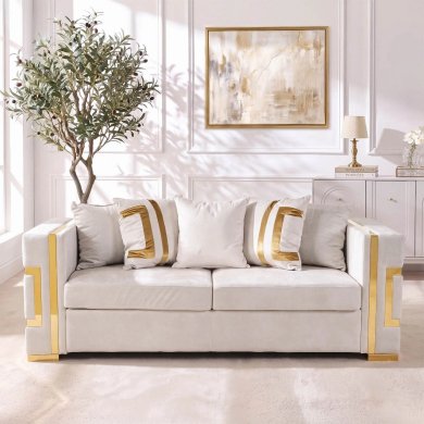 Диван Mebel Elit PALLAZO 3S Welur Кремовый ME.PALLAZO3S/KR/ZL/V/SOF фото - 6