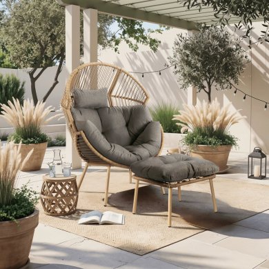 Садовое кресло с подставкой Mebel Elit PORTLAND Дерево ME.PORTLAND/P/NAT/T/FW фото - 9