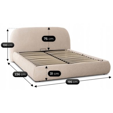 Ліжко Mebel Elit ROSSO Boucle 160x200 см Бежевий ME.ROSSO/160/BZ/TB/LOZZPOJ фото - 14