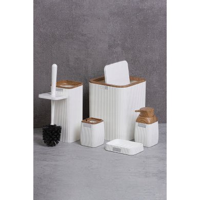 Набор аксессуаров для ванной комнаты Chomik 5 шт Белый OKY5018 фото - 4