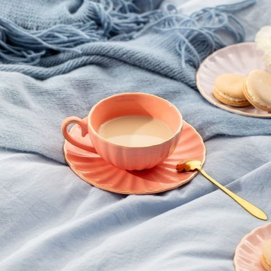 Чашка з блюдцем Homla MINA 200 мл Рожевий 238985 фото - 7