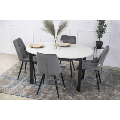 Обідній комплект меблів Mebel Elit HARRY RIO | Білий / Чорний / Сірий HARRY/B/CZ/S/RIO/P/V/Z4/K фото - 13