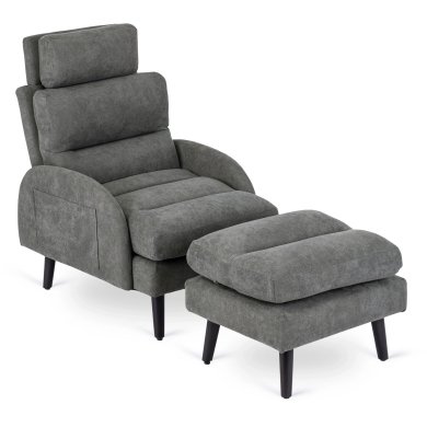 Крісло м'яке розкладне з пуфом Mebel Elit HENRY Сірий - 8 Крісло м'яке розкладне з пуфом Mebel Elit HENRY Сірий ME.HENRY/P/T/FW фото - 8