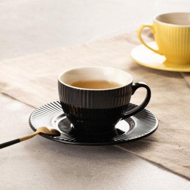 Чашка з блюдцем Homla SIENA 240 мл Чорний 235714 фото - 5