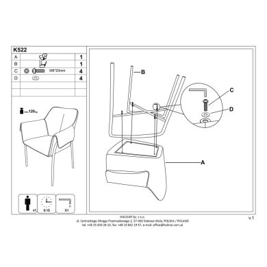 Обеденный стул Halmar K522 Пепельный V-CH-K/522-KR-POPIELATY фото - 14