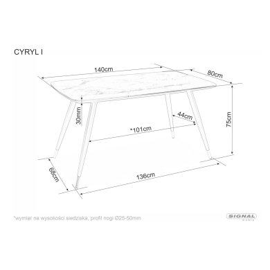 Обеденный стол Signal CYRYL I Marmur Черный CYRYLCC140 фото - 10