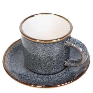 Чашка з блюдцем Homla LARISA 80 мл | Сірий - 3 Чашка з блюдцем Homla LARISA 80 мл | Сірий 210634 фото - 3