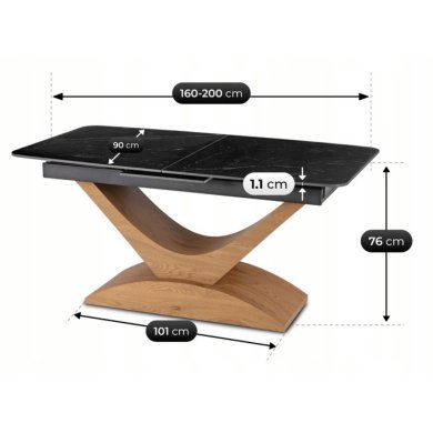 Раскладной обеденный стол Mebel Elit ALICANTE Marmur Черный ME.ALICANTE/CZ/D/S160-200 фото - 11