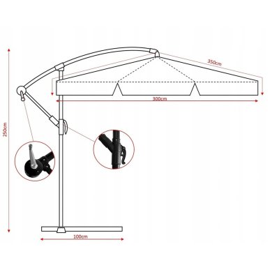 Садова парасоля з чохлом Garden Line BANANA 300 см Бежевий GAO2866 фото - 5
