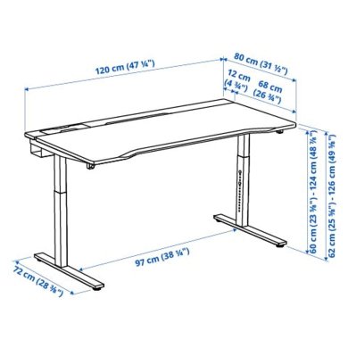 Компьютерный стол для работы сидя/стоя UTVISNING Черный - 6 IKEA Компьютерный стол для работы сидя/стоя UTVISNING Черный (ИКЕА УТМАНИНГ) 09571665 фото - 6