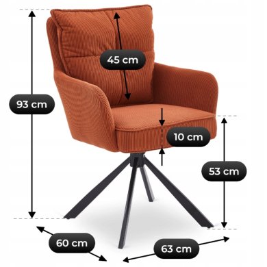 Обеденный стул поворотный Mebel Elit CITY Velvet Рыжий ME.CITY/RD/SZTR/K фото - 7