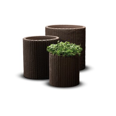 Комплект кашпо для цветов Keter Cylinder Planters S/M/L | Коричневый 220455