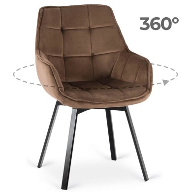 Обідній стілець поворотний Mebel Elit LUNA Welur Коричневий ME.LUNA/BR/V/K
