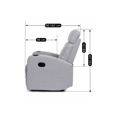 Кресло мягкое раскладное с реклайнером Mebel Elit ALAN Серый ME.ALAN2/P/T/FW фото - 10