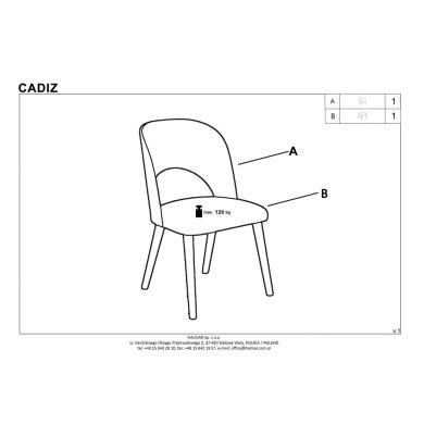 Обеденный стул Halmar CADIZ Пепельный - 15 Обеденный стул Halmar CADIZ Пепельный V-PL-CADIZ-NATURALNY/POPIEL фото - 15