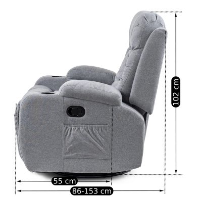Кресло мягкое раскладное массажное с реклайнером Mebel Elit BOX 2 Серый ME.BOX2/P/T/FW фото - 22