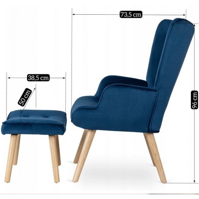 Кресло мягкое с подставкой Mebel Elit LOZANO Welur Синий ME.LOZANO/GR/DK/V/FW фото - 14