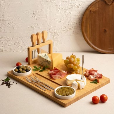 Сервировочная доска для сыра с мисками и приборами Homla RUMI 37x28 см Дерево 214654 фото - 6