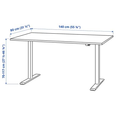 Письменный стол для работы сидя/стоя RODULF Белый - 2 IKEA Письменный стол для работы сидя/стоя RODULF Белый (ИКЕА РОДУЛЬФ) 59530328 фото - 2