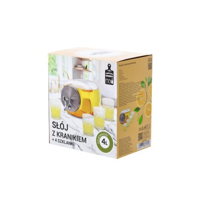 Диспенсер для напитков и 4 стакана Chomik 4 л Прозрачный SIP7958 фото - 4