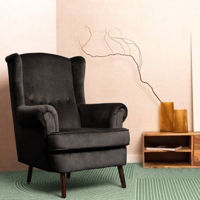 Крісло м'яке Homla FOSSBY Welur Чорний - 5 Крісло м'яке Homla FOSSBY Welur Чорний 213247 фото - 5