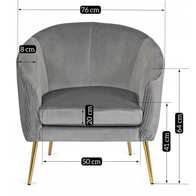 Кресло мягкое Mebel Elit STELLA Welur Серый ME.STELLA/P/ZL/V/FW фото - 13