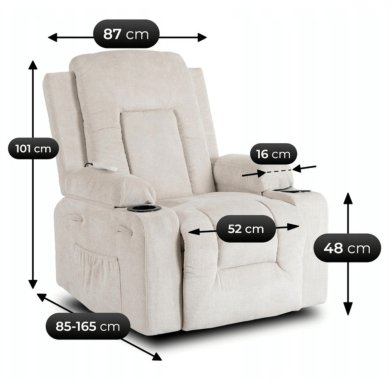 Крісло м'яке розкладне масажне з реклайнером Mebel Elit BOX 2 Бежевий ME.BOX2/BZ/T/FW фото - 15