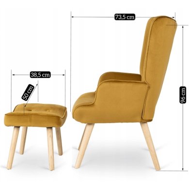 Кресло мягкое с подставкой Mebel Elit LOZANO Welur Горчичный ME.LOZANO/CU/DK/V/FW фото - 17