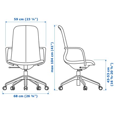 IKEA Офісне крісло LANGFJALL Темно-сірий (ИКЕА ЛАНГФЬЯЛЛ) 29178074 фото - 14