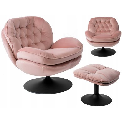 Крісло м'яке поворотне з підставкою Mebel Elit FIONA Рожевий ME.FIONA/R/V/FW фото - 7