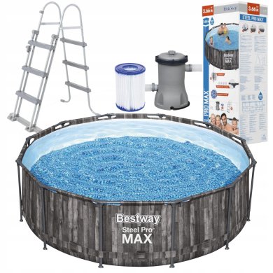 Каркасный бассейн Bestway 5614X STEEL PRO MAX 366x100 см Серый BES5614X