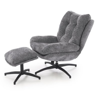 Кресло мягкое поворотное с подставкой Halmar PESTO Пепельный V-CH-PESTO-FOT-POPIELATY фото - 5