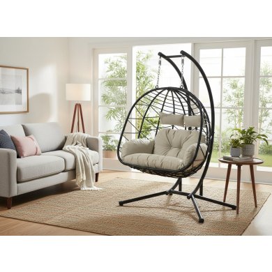 Подвесное кресло-кокон с складной корзиной Garden Line LUVO Черный FAT0930 фото - 4