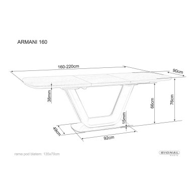 Раскладной обеденный стол Signal ARMANI Ceramic Marmur Белый ARMANIBC160 фото - 17