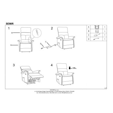 Кресло мягкое раскладное с реклайнером Halmar SEMIR Welur Черный V-CH-SEMIR-FOT-CZARNY фото - 13