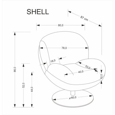 Крісло м'яке поворотне Halmar SHELL Попелястий V-CH-SHELL-FOT-POPIELATY фото - 12