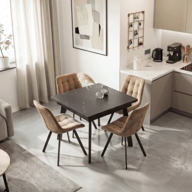 Розкладний обідній стіл Mebel Elit LARES Ceramic Marmur Чорний ME.LARES/CZ/CZ/CER/S90-150 фото - 5