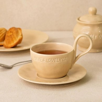 Чашка с блюдцем Homla ISERNIA 200 мл Бежевый 243350 фото - 6