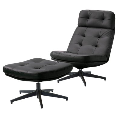 IKEA Кресло мягкое поворотное с подставкой HAVBERG Черный (ИКЕА ХАВБЕРГ) 19485318