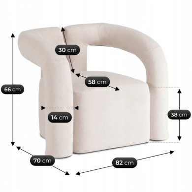 Кресло мягкое Mebel Elit BRAZIL Кремовый ME.BRAZIL/KR/T/FW фото - 8