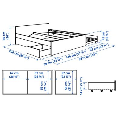 IKEA Розкладне ліжко VIHALS 140х200 см Білий (ИКЕА ВИХАЛС) 69582010 фото - 10