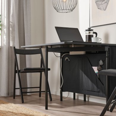 Розкладний обідній стіл KALLHALL Чорний - 2 IKEA Розкладний обідній стіл KALLHALL Чорний (ИКЕА КАЛЛХОЛЛ) 70500075 фото - 2
