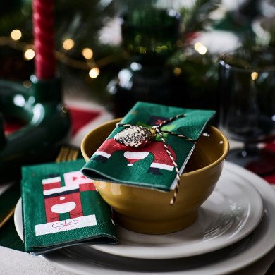 IKEA Набір серветок VINTERFINT 33х33 см 30 шт Принт (ИКЕА ВИНТЕРФИНТ) 90603794 фото - 2