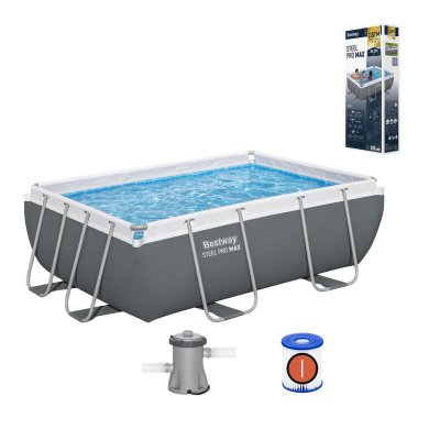 Каркасний басейн Bestway 56629 POWER STEEL 282x196x84 см Сірий BES56629
