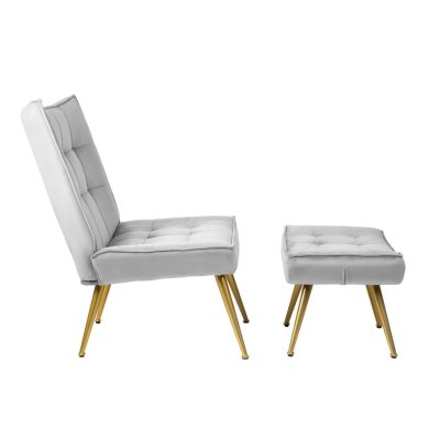 Кресло мягкое с подставкой Homla VINNIS Welur Серый 216133 фото - 2